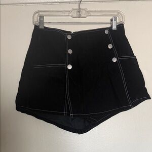 Urban Outfitters Black High-Waist Button-Front Shorts with Contrast Stitching